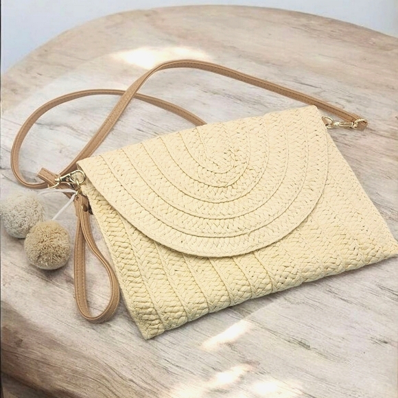 Handbags - Elegant Cream Woven Crossbody Bag